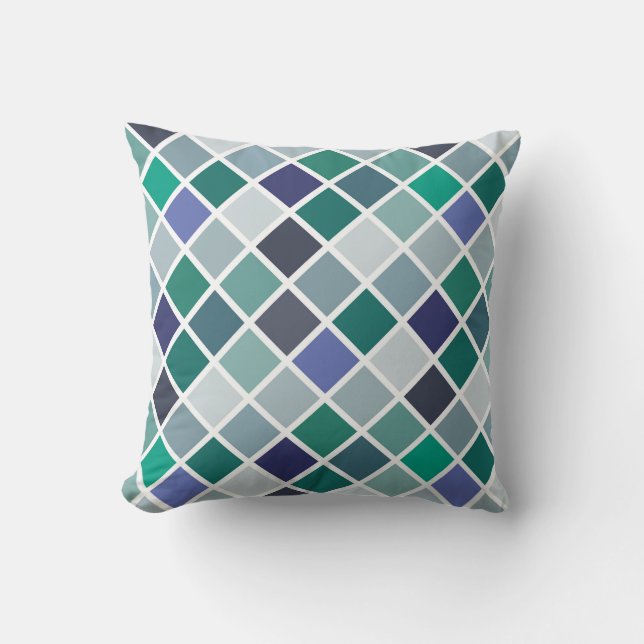 Blue Diamond Pattern Pillow Kussen (Voorkant)