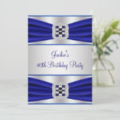 Blue Diamond Sapphire 40th Birthday Invitation Kaart (Staand voorkant)