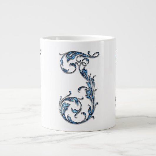 Blue Diamond Stud "J" Monogram Specialty Mok (Voorkant)
