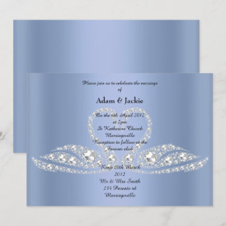 BLUE Diamond SWAN ELEGANT WEDDING Kaart