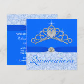 Blue Diamond Tiara Blue Quincenera Kaart (Voorkant / Achterkant)
