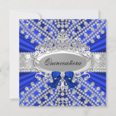 Blue Diamond & Tiara Quinceañera Invitation (Devant)