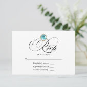 Blue Diamond Wedding RSVP Kaart (Staand voorkant)