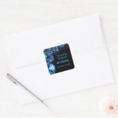 Blue Diamonds Black Party Favor Vierkante Sticker (Envelop)