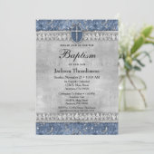 Blue Diamonds Boys Baptism Invitation Community Kaart (Staand voorkant)