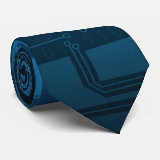 Blue Digital Binary Code Technology Stropdas (Opgerold)