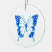 Blue Digital Butterfly, achtergrond aanpassen Keramisch Ornament (Links)
