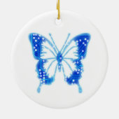 Blue Digital Butterfly, achtergrond aanpassen Keramisch Ornament (Achterkant)