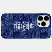 Blue Digital Camo KEEP CALM Jouw tekst Case-Mate iPhone Case (Achterkant (horizontaal))