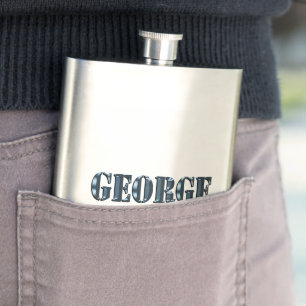 Blue Dimensional George Name, Hip Flask Flacon