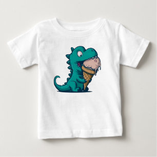 Blue Dino Loves Ice Cream - Grappige Cartoon Art