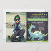 Blue Dino Patinage Invitation d'anniversaire avec  (Devant)