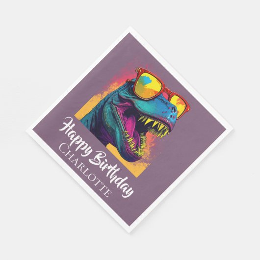 Blue Dino T-Rex Verjaardag Servet (Hoek)