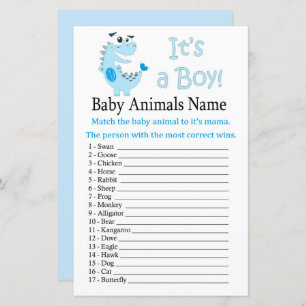 Blue Dinosaur Baby Animals Name Game