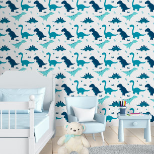 Blue Dinosaur Baby Boy Nursery Peel & Stick Schatt Behang