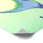 Blue Dinosaur Boy's Name Nursery Waterverf Poster (Hoek)