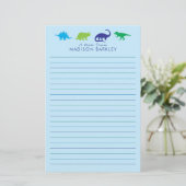 Blue Dinosaur Cute Kind Dino Briefpapier (Staand voorkant)