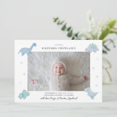 Blue Dinosaur Garçon Baby Photo Faire-part de nais (Debout devant)