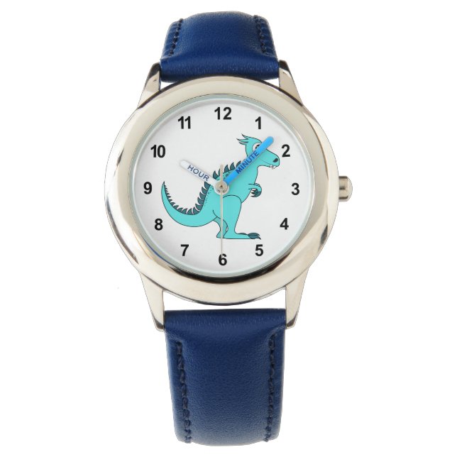 Blue Dinosaur Horloge (Voorkant)