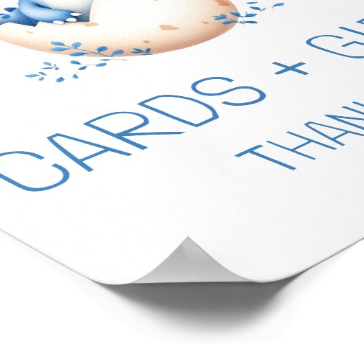 Blue Dinosaur Kaarten en geschenken Baby shower te Poster (Hoek)