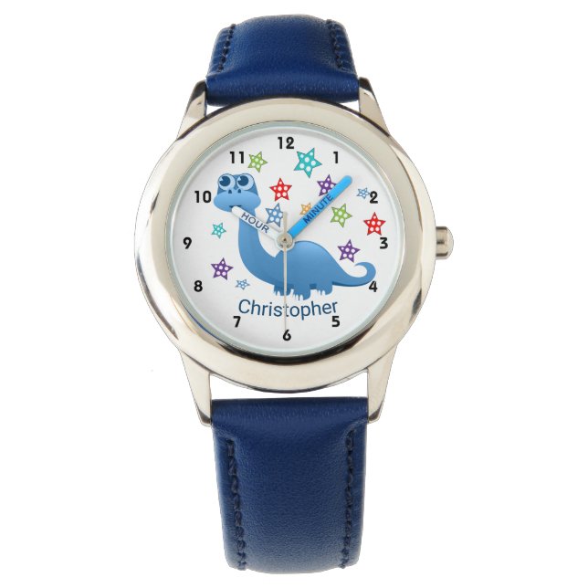 Blue Dinosaur Kind Horloge (Voorkant)