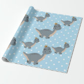 Blue Dinosaur Party Cadeaupapier (Uitgerold)