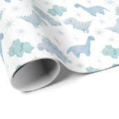 Blue Dinosaur Pattern Cadeaupapier (Rol Hoek)