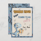 Blue Dinosaur Rawr Merci Cartes (Devant / Derrière)