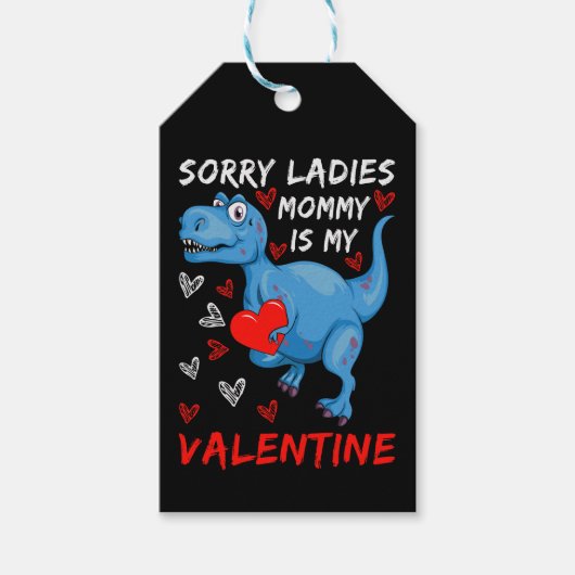 Blue Dinosaur, sorry dames mama is mijn Valentijn Cadeaulabel (Voorkant)