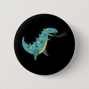 Blue Dinosaur T Rex Ba Ronde Button 5,7 Cm