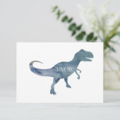 Blue Dinosaur Trex Flat Bedankt Card (Staand voorkant)