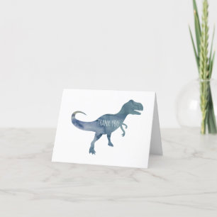 Blue Dinosaur Trex Flat Bedankt Card