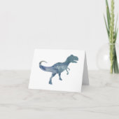 Blue Dinosaur Trex Flat Bedankt Card (Voorkant)