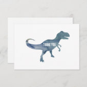 Blue Dinosaur Trex Flat Bedankt Card (Voorkant / Achterkant)