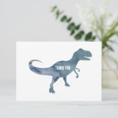 Blue Dinosaur Trex Flat Bedankt Card (Staand voorkant)