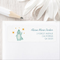 Blue Dinosaur Twinkle Stars Baby Return Address