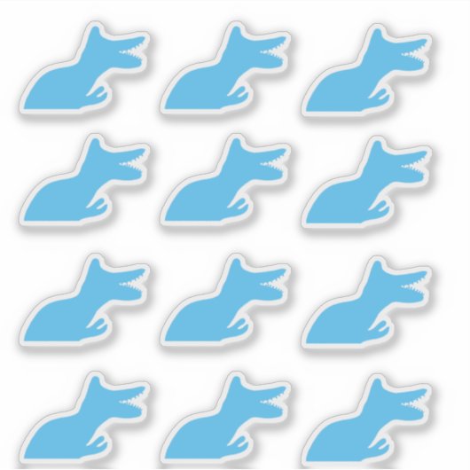 Blue Dinosaur Tyrannosaur Custom-Cut Vinyl Sticker (Voorkant)