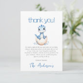 Blue Dinosaur Waterverf Baby shower Bedankkaart (Staand voorkant)