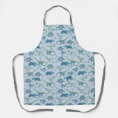 Blue Dinosaurs Pattern Apron Schort (Voorkant)