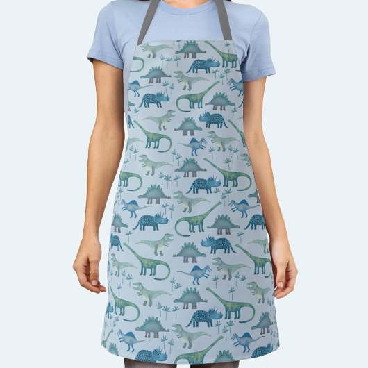 Blue Dinosaurs Pattern Apron Schort
