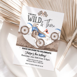 Blue Dirt Bike 3e verjaardag Jong WILD en DRIE Kaart
