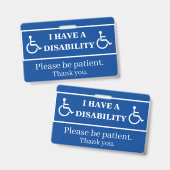 Blue Disability Badge (Voor- en achterkant)