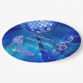 Blue Disco Ball and Heels 60th Birthday Papieren Bordje (Gekanteld)