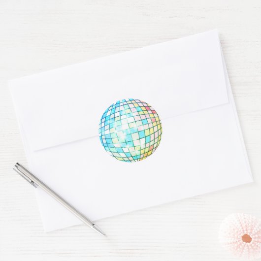 Blue Disco Ball Classic Ronde Sticker (Envelop)