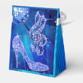 Blue Disco Ball en Sparkle Heels Favor box Bedankdoosjes (Achterkant)