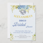 Blue Disco Ball Floral Douche nuptiale Invitation (Devant)