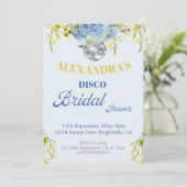 Blue Disco Ball Floral Douche nuptiale Invitation (Debout devant)