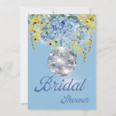 Blue Disco Ball Floral Douche nuptiale Invitation (Dos)
