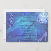 Blue Disco Ball, Princess Coach & Horses Sweet 16 Kaart (Achterkant)