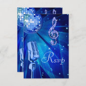 Blue Disco Ball & Retro Microphone RSVP (Voorkant / Achterkant)